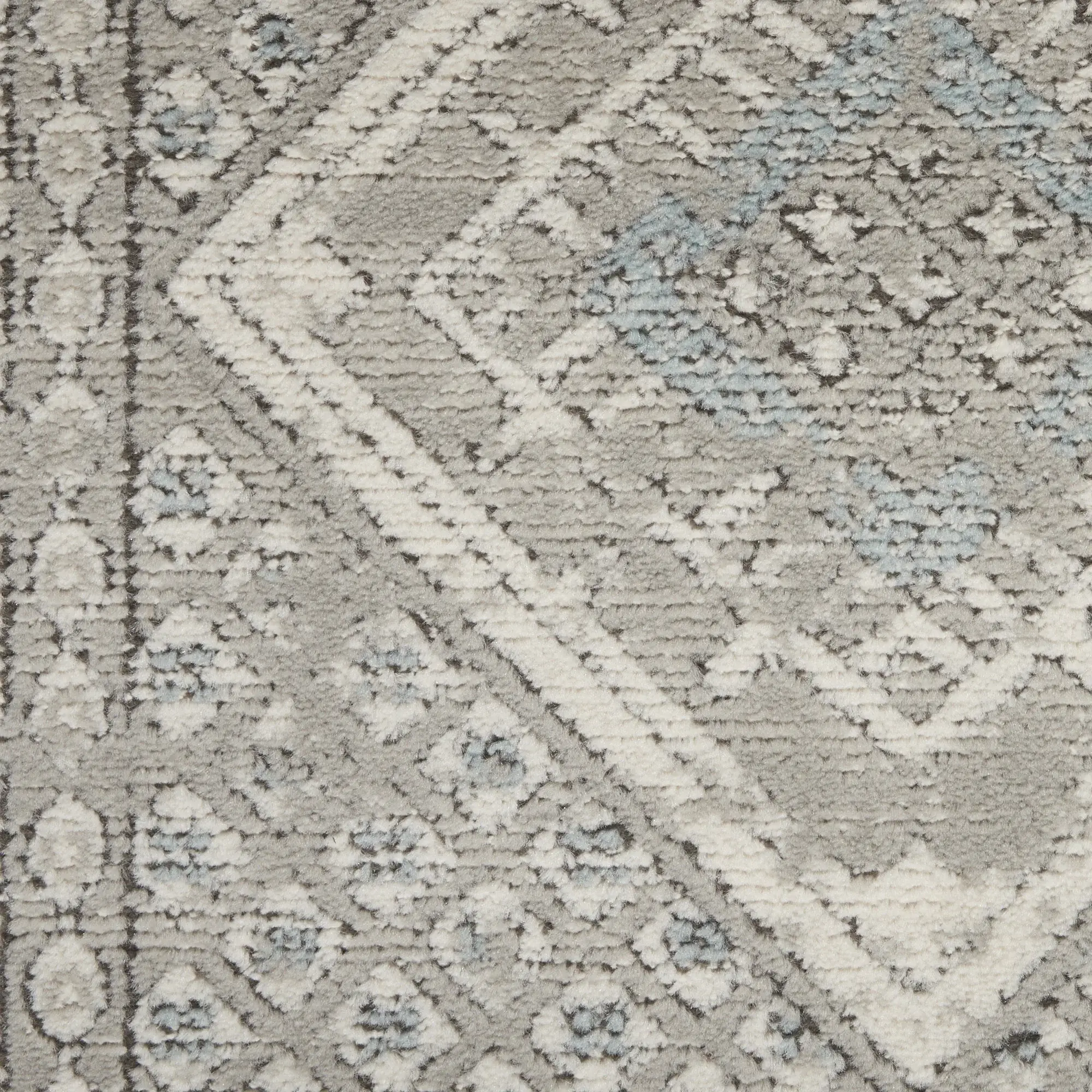 3' X 5' Grey Ivory And Blue Southwestern Power Loom Non Skid Area Rug - Image 6