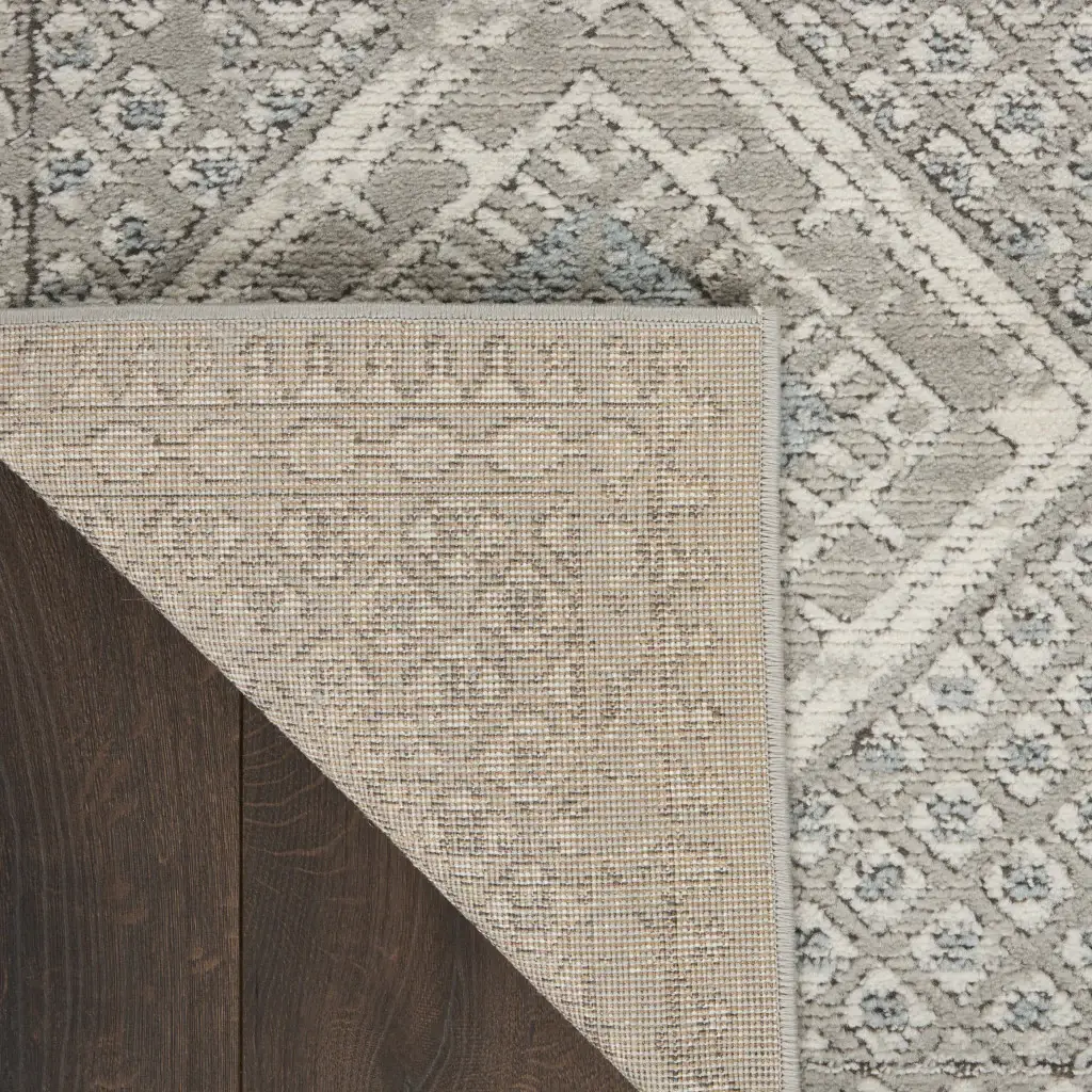3' X 5' Grey Ivory And Blue Southwestern Power Loom Non Skid Area Rug - Image 7