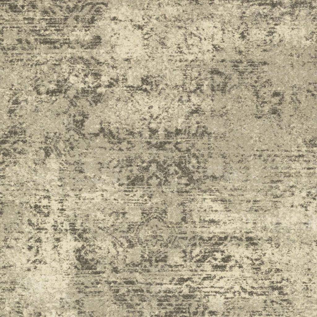 3' X 5' Grey Ivory Beige And Taupe Oriental Power Loom Stain Resistant Area Rug - Image 3