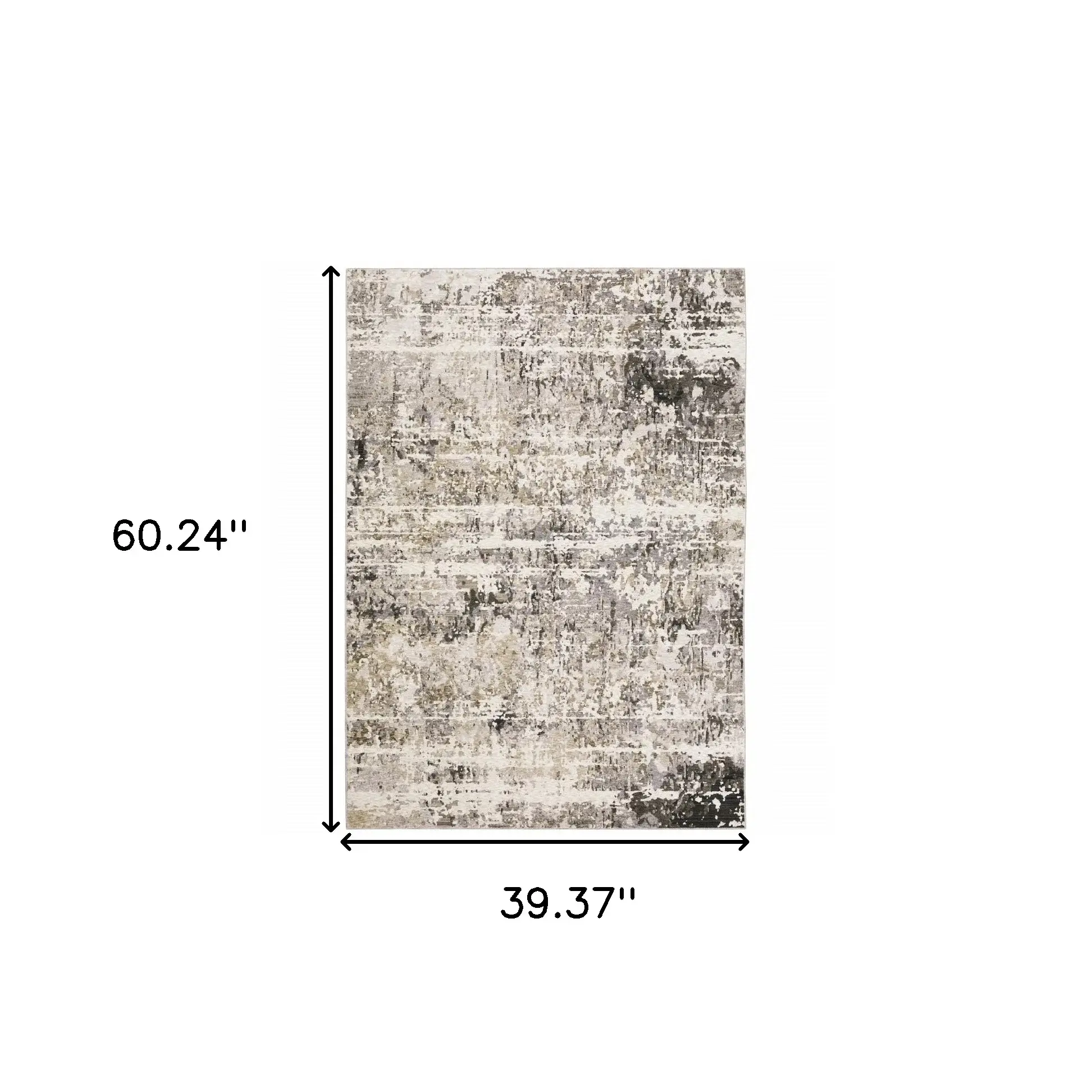 3' X 5' Grey Ivory Beige Charcoal Black Tan And Brown Abstract Power Loom Stain Resistant Area Rug - Image 3