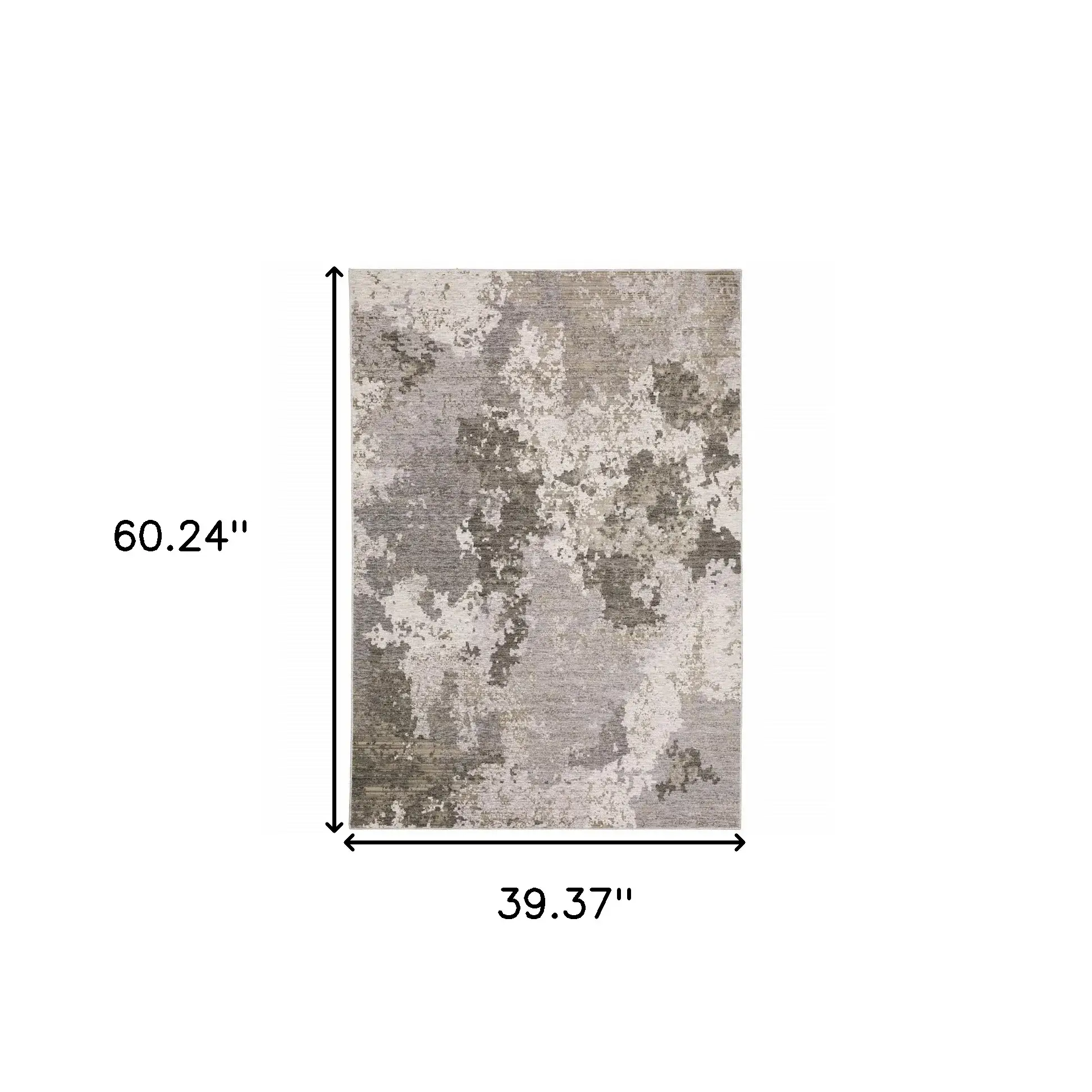 3' X 5' Grey Ivory Beige Tan Brown And Black Abstract Power Loom Stain Resistant Area Rug - Image 3