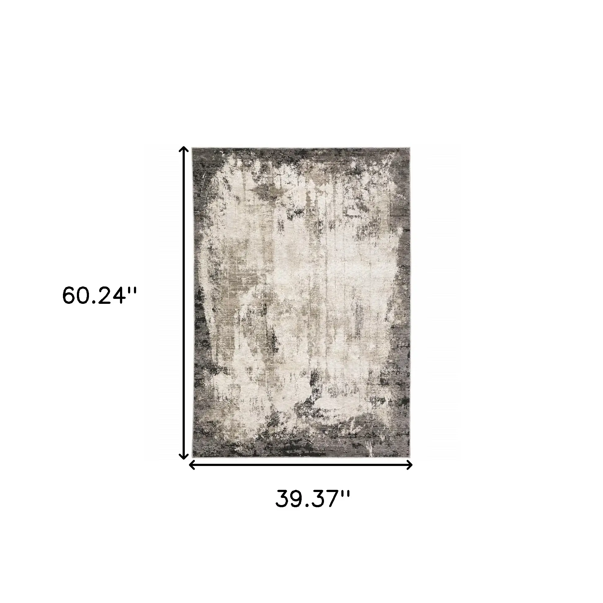 3' X 5' Grey Ivory Charcoal Tan Black And Beige Abstract Power Loom Stain Resistant Area Rug - Image 3