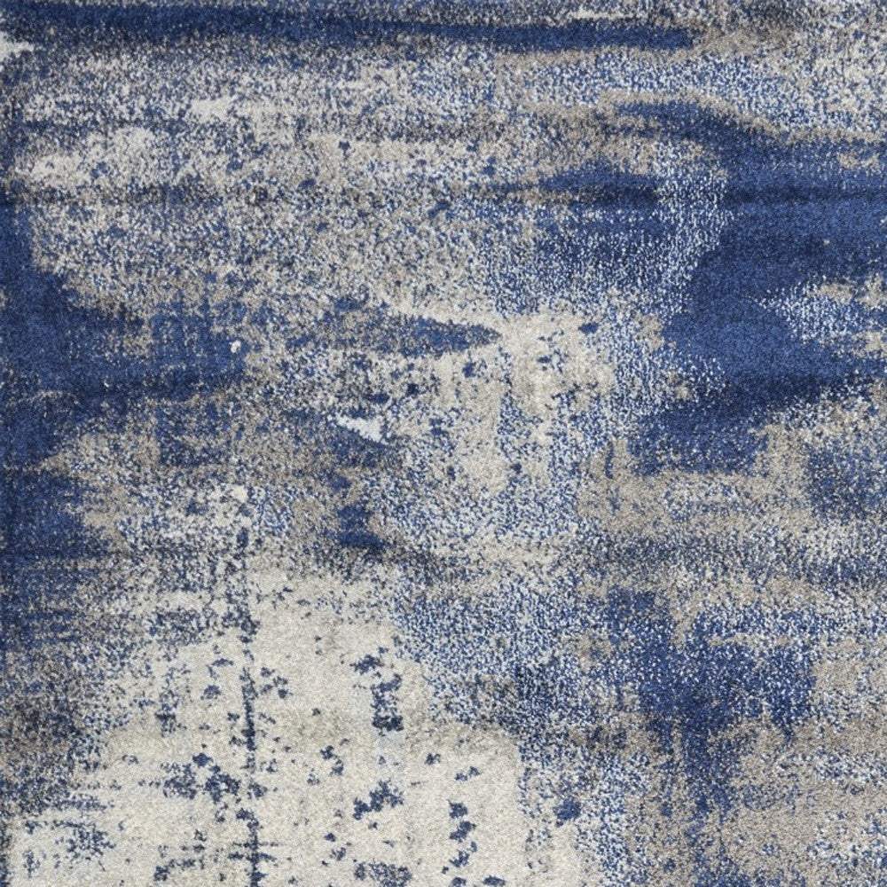 3' X 5' Ice Blue Abstract Brushstrokes Area Rug - Image 6