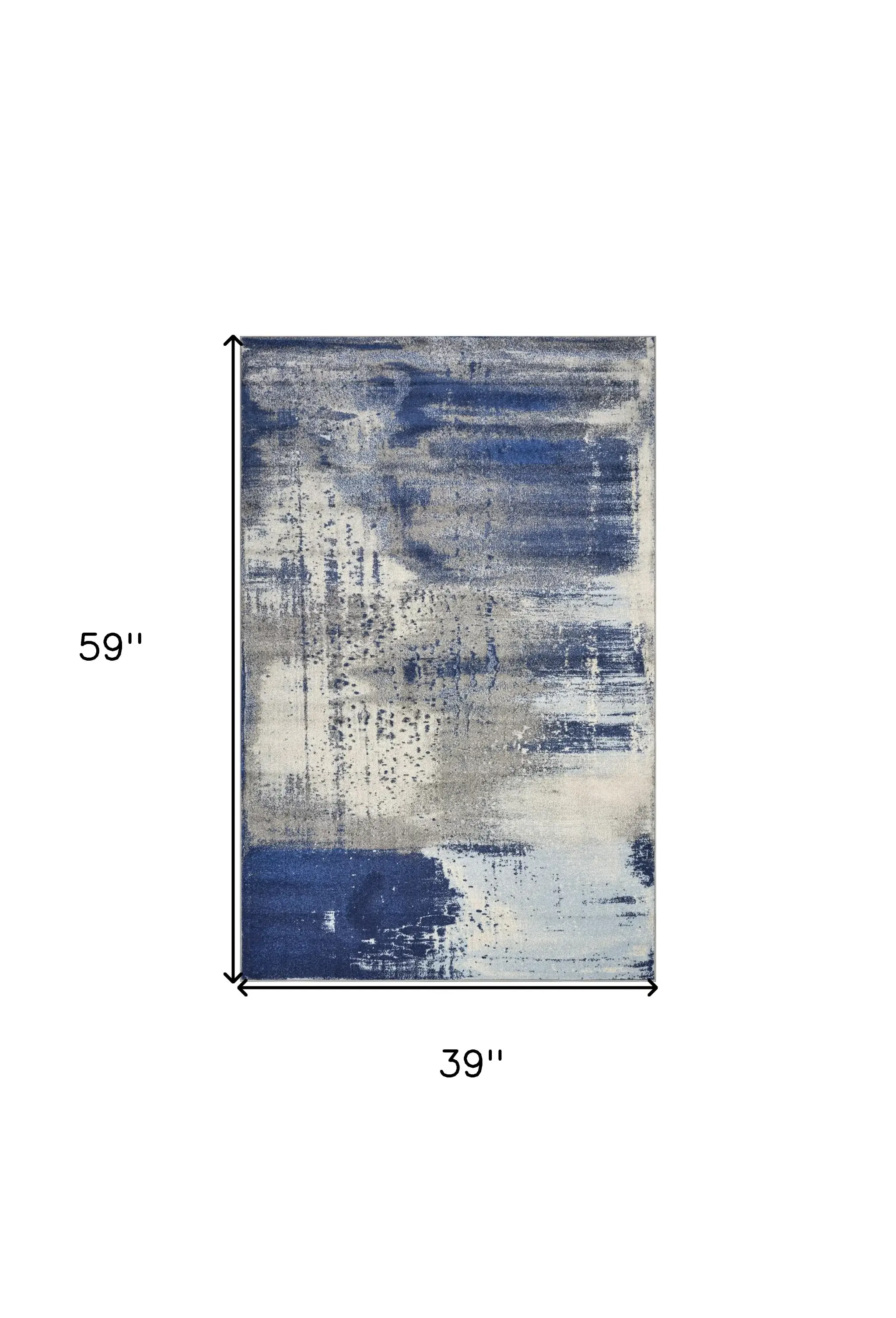 3' X 5' Ice Blue Abstract Brushstrokes Area Rug - Image 8