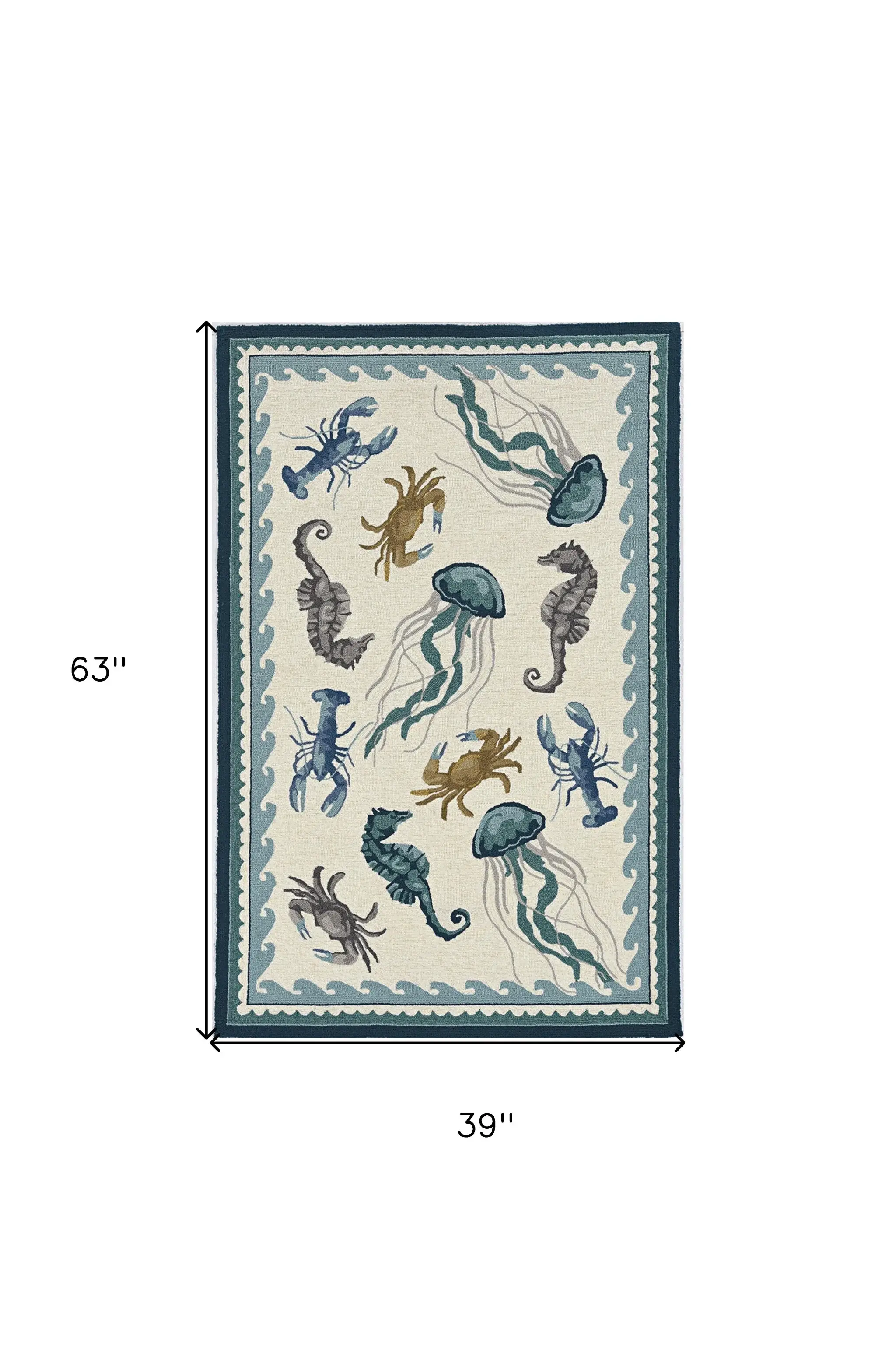 3' X 5' Ivory Abstract Handmade Indoor Outdoor Area Rug - Image 3