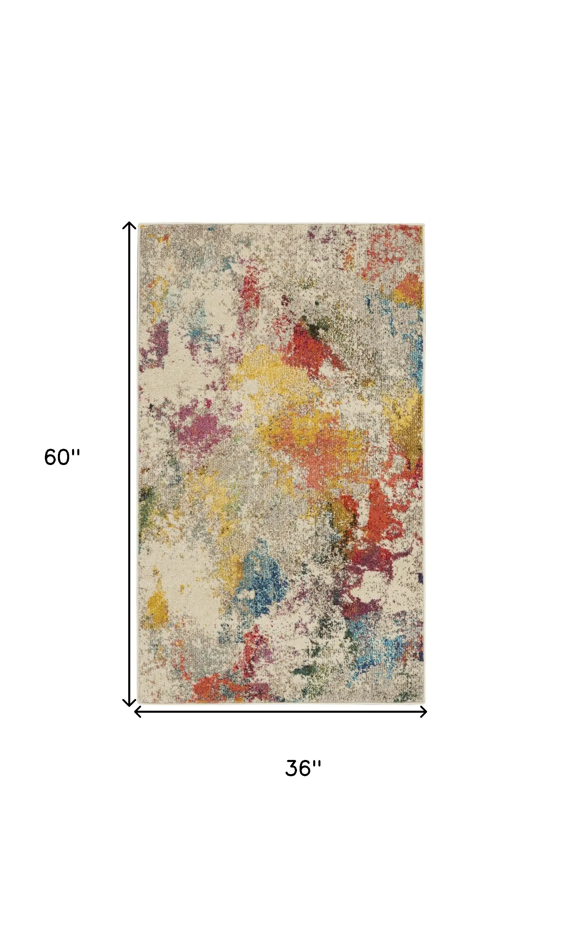 3' X 5' Ivory Abstract Power Loom Non Skid Area Rug - Image 5