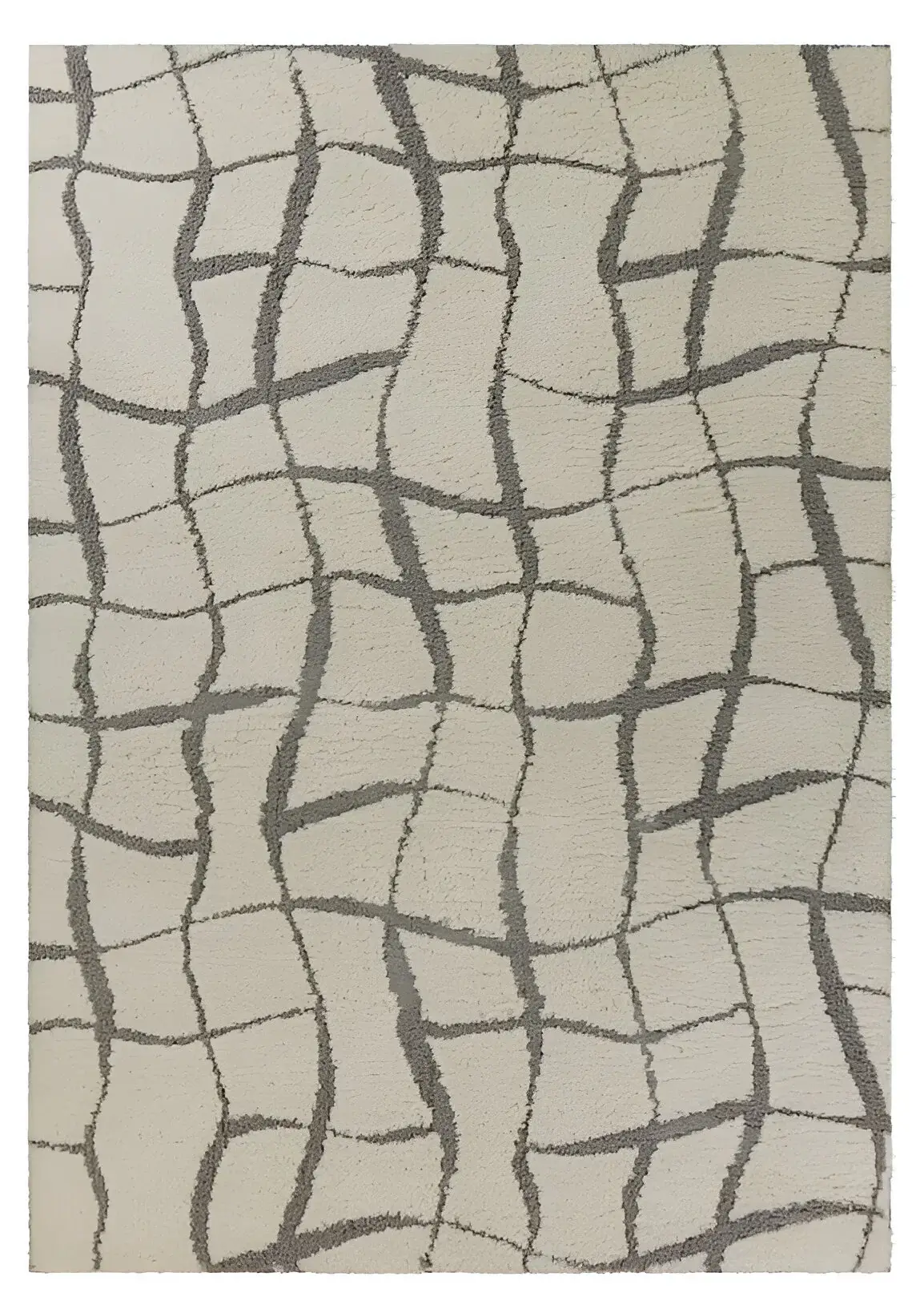 3' X 5' Ivory Abstract Shag Area Rug - Image 2