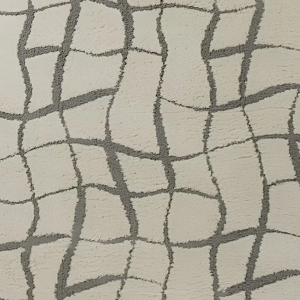 3' X 5' Ivory Abstract Shag Area Rug - Image 5