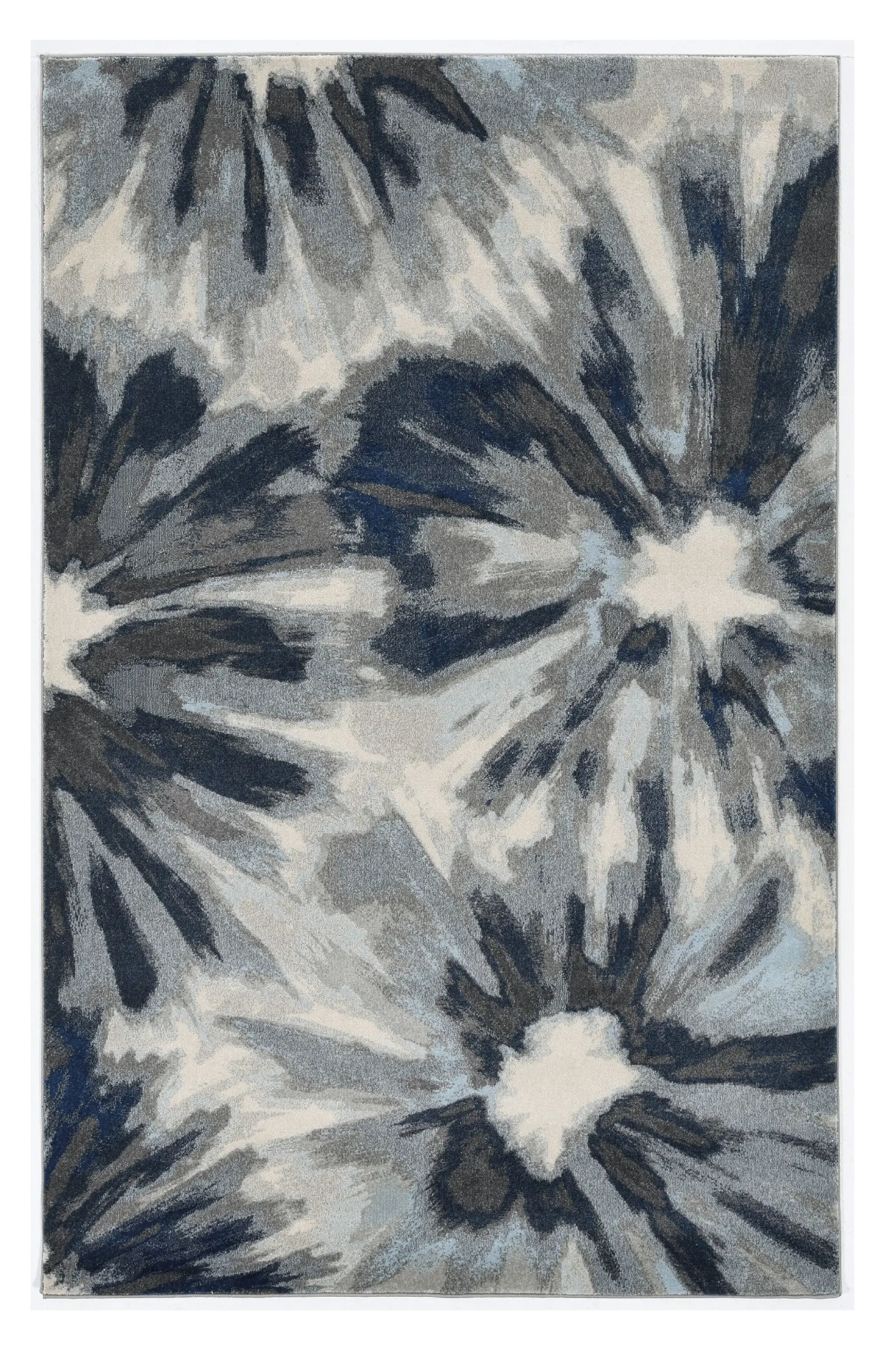 3' X 5' Ivory and Blue Floral Area Rug - Image 2