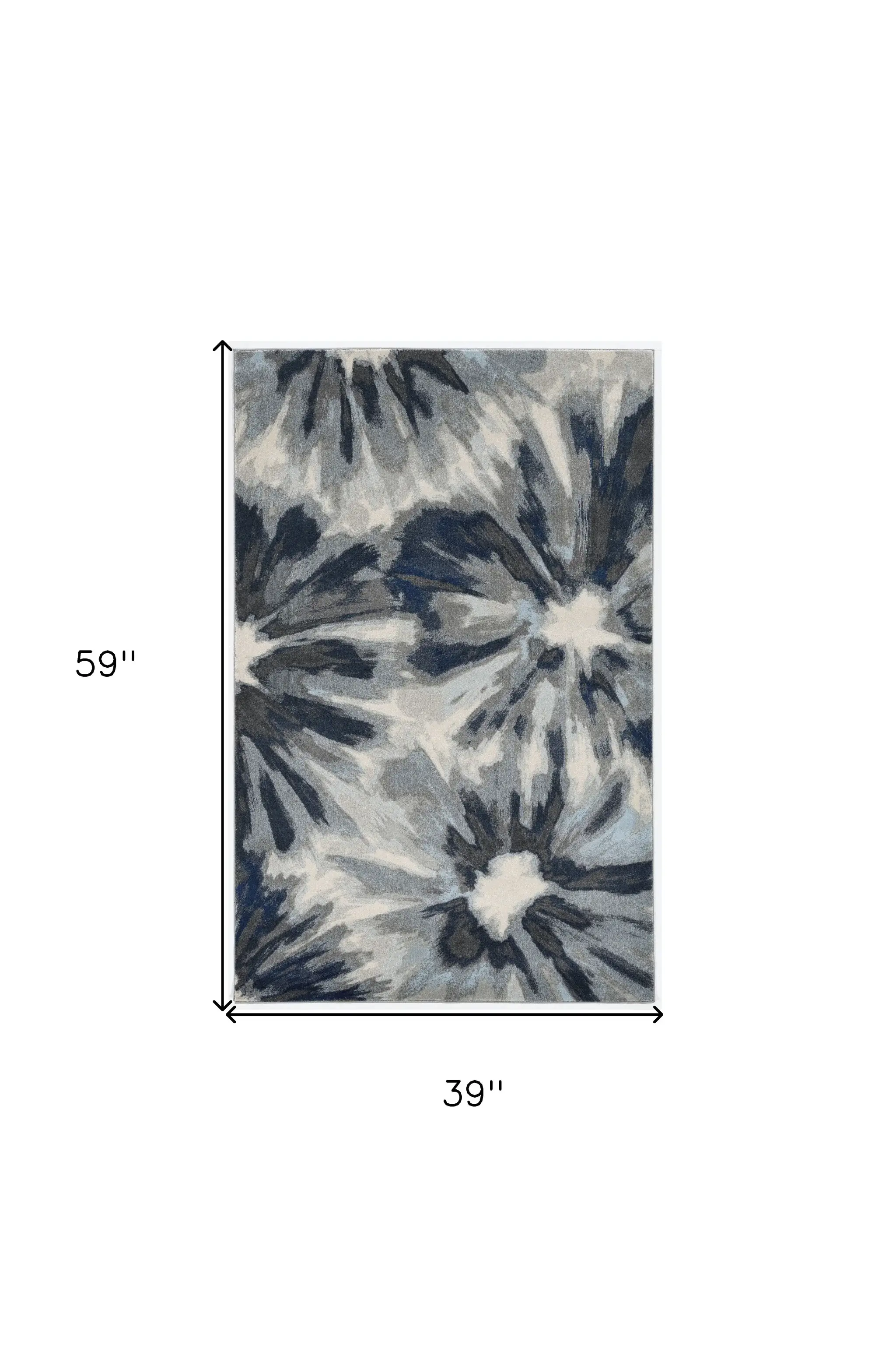 3' X 5' Ivory and Blue Floral Area Rug - Image 3
