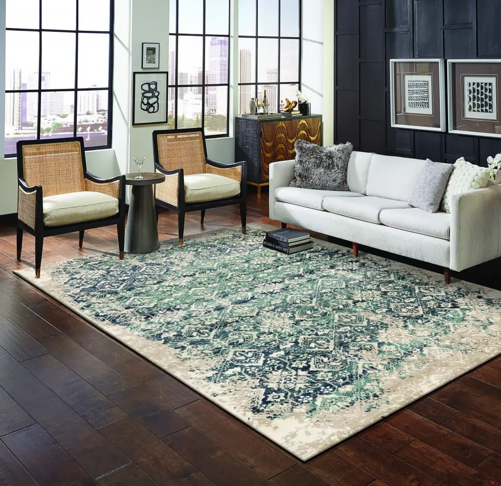 3' X 5' Ivory and Blue Oriental Area Rug - Image 4