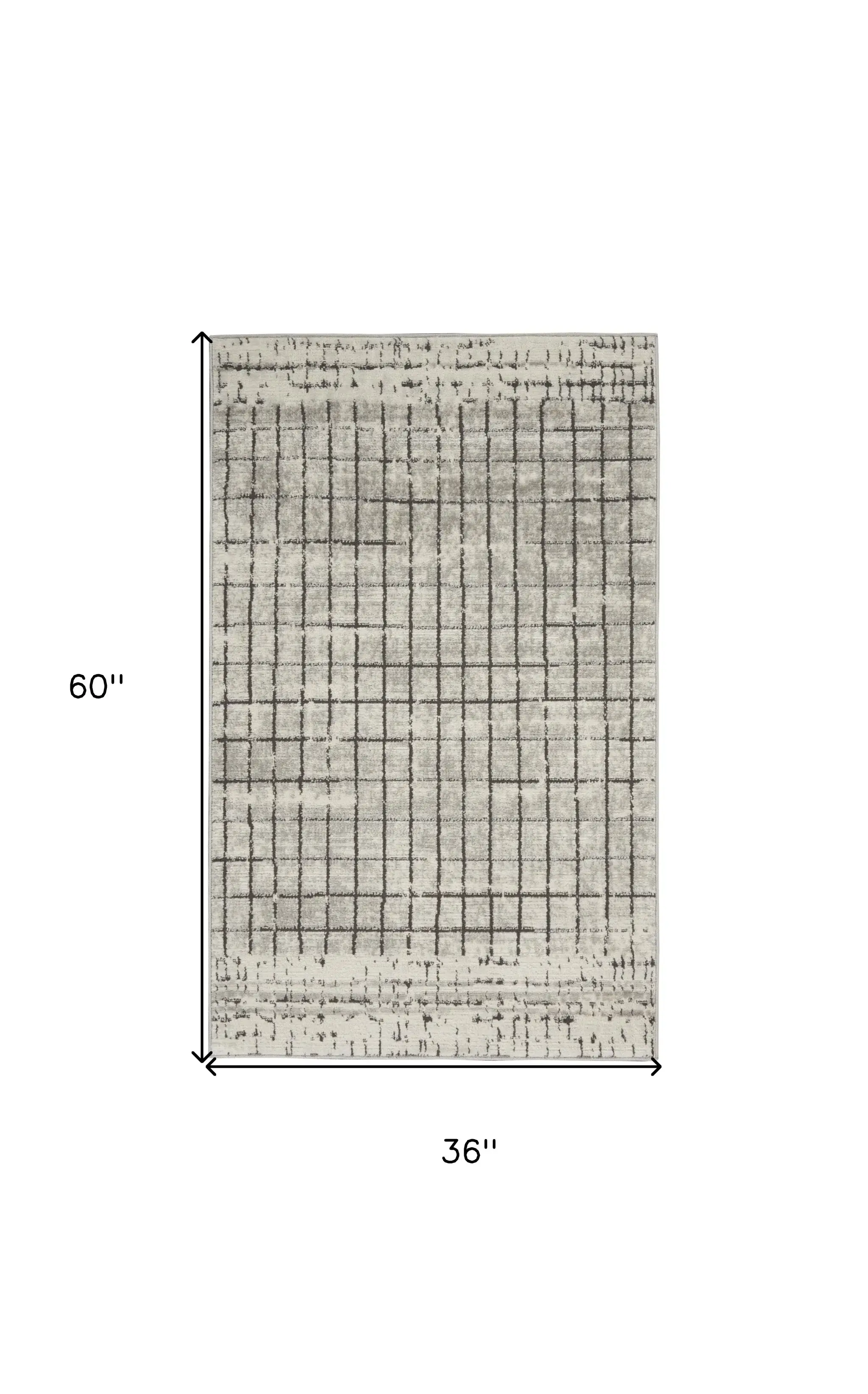 3' X 5' Ivory And Grey Abstract Power Loom Distressed Non Skid Area Rug - Image 9