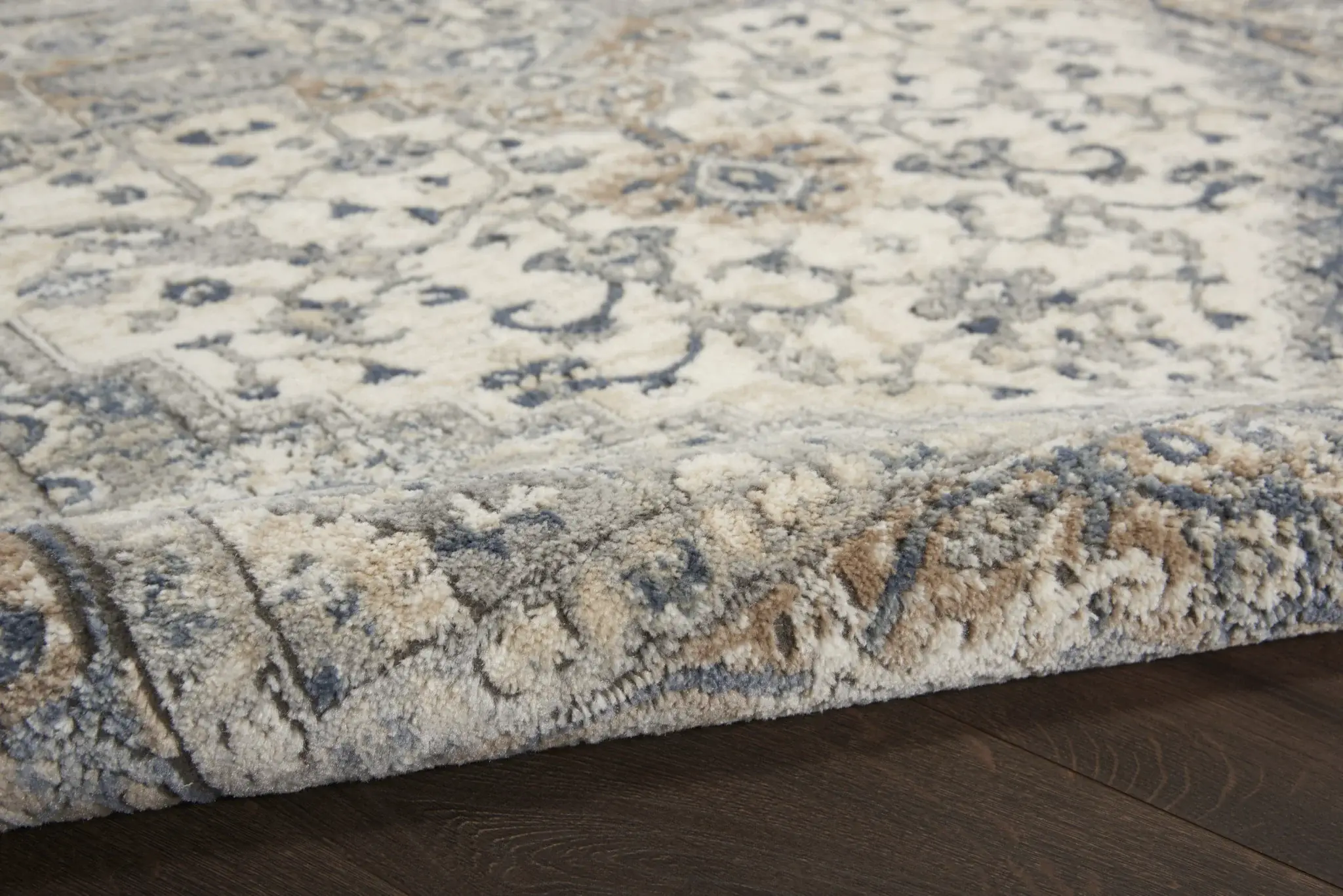 3' X 5' Ivory And Grey Oriental Power Loom Non Skid Area Rug - Image 5