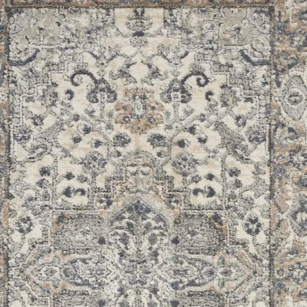 3' X 5' Ivory And Grey Oriental Power Loom Non Skid Area Rug - Image 7