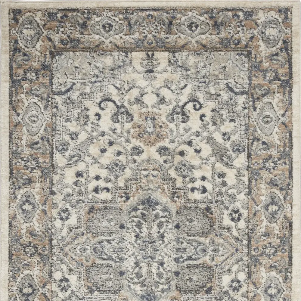 3' X 5' Ivory And Grey Oriental Power Loom Non Skid Area Rug - Image 8