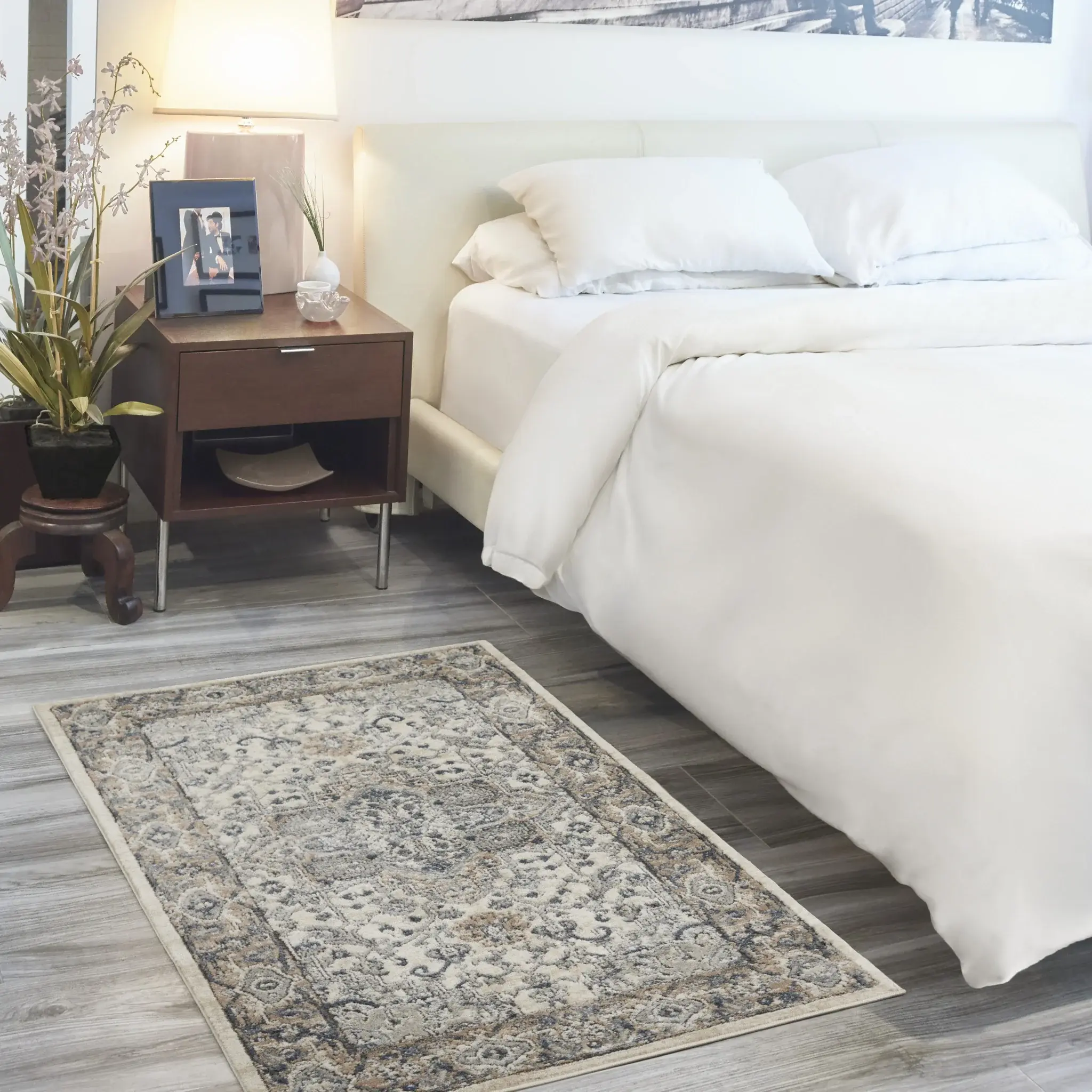 3' X 5' Ivory And Grey Oriental Power Loom Non Skid Area Rug - Image 9