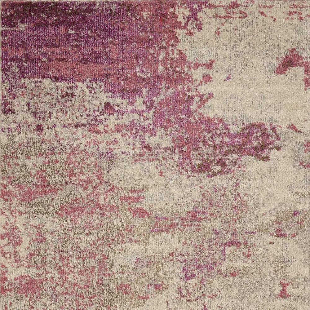 3' X 5' Ivory And Pink Abstract Power Loom Non Skid Area Rug - Image 4