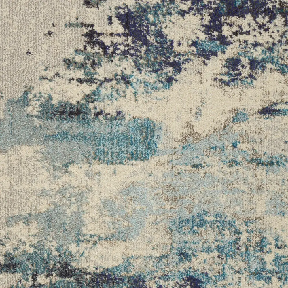 3' X 5' Ivory And Teal Blue Abstract Power Loom Non Skid Area Rug - Image 3