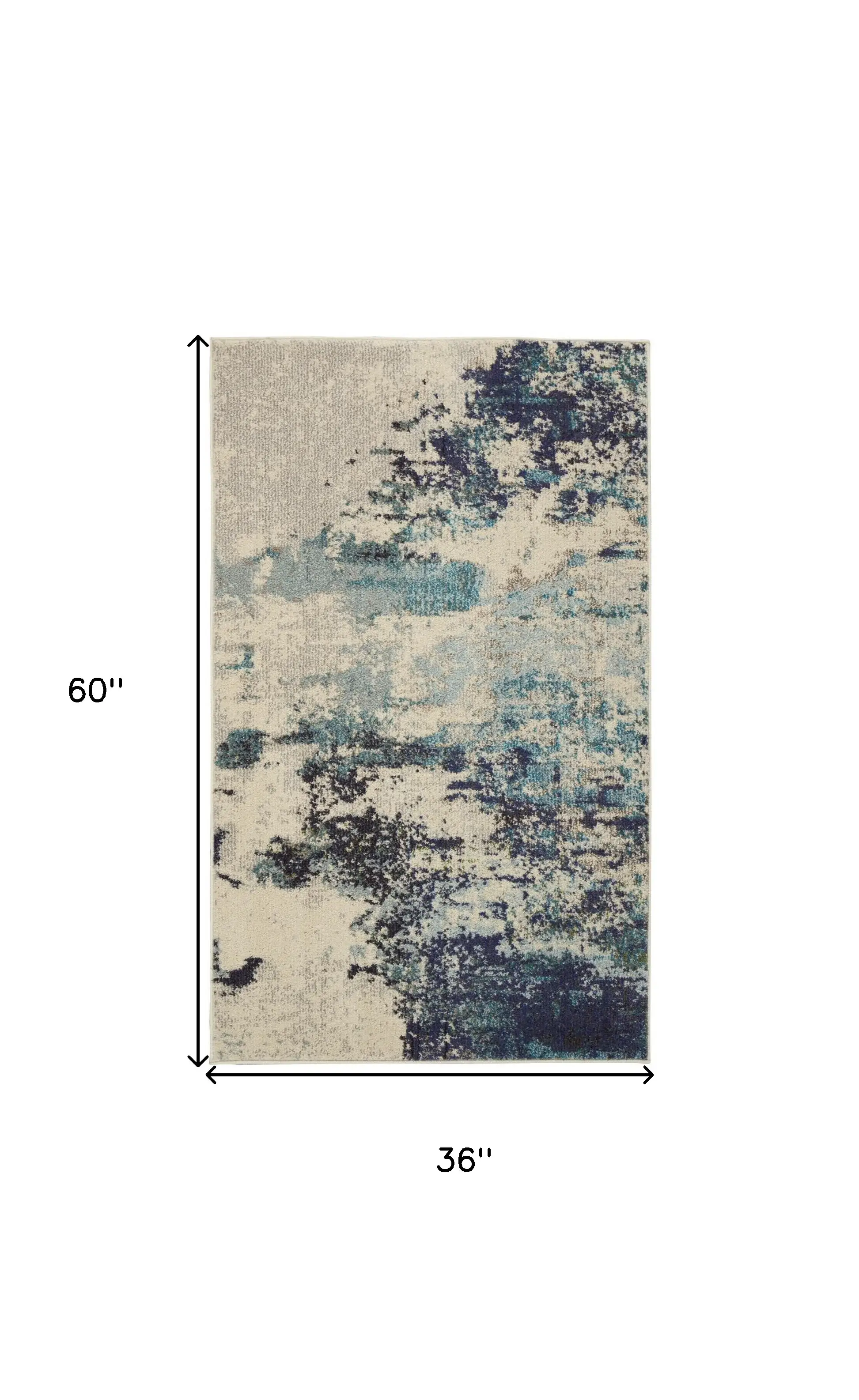 3' X 5' Ivory And Teal Blue Abstract Power Loom Non Skid Area Rug - Image 5