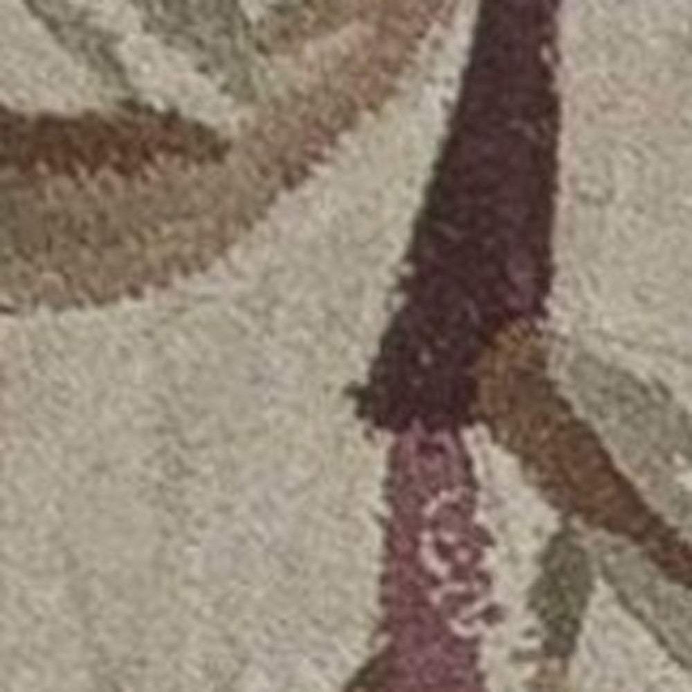 3' X 5' Ivory Bamboo Bordered Wool Indoor Area Rug - Image 3