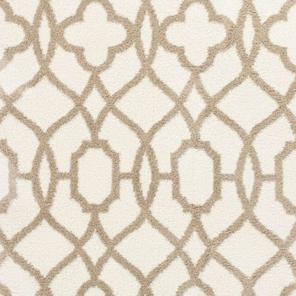 3' X 5' Ivory Beige Trellis Machine Woven Microfiber Indoor Area Rug - Image 2