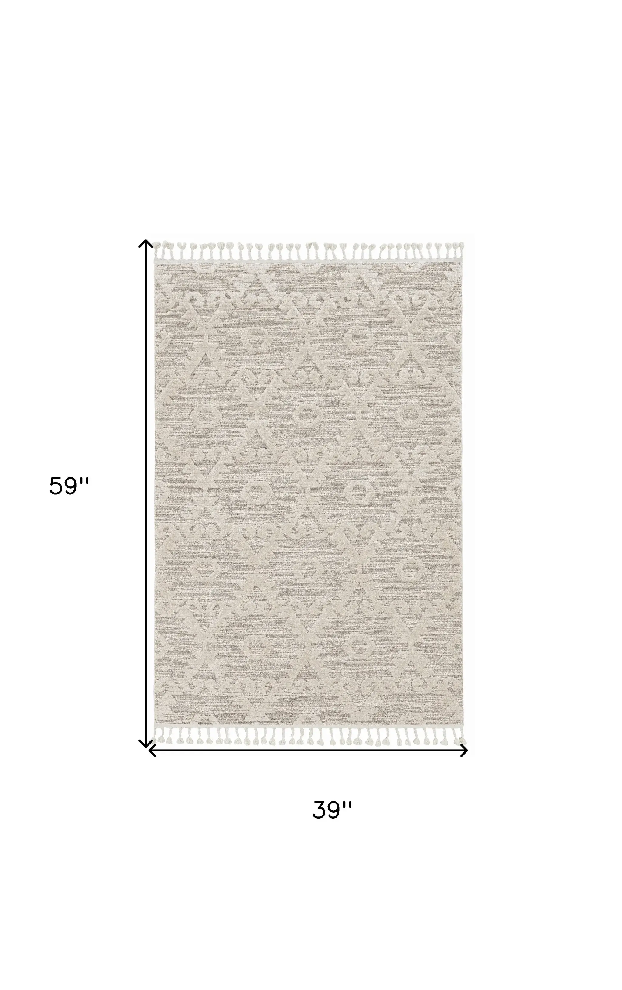 3' X 5' Ivory Chevron Area Rug - Image 3