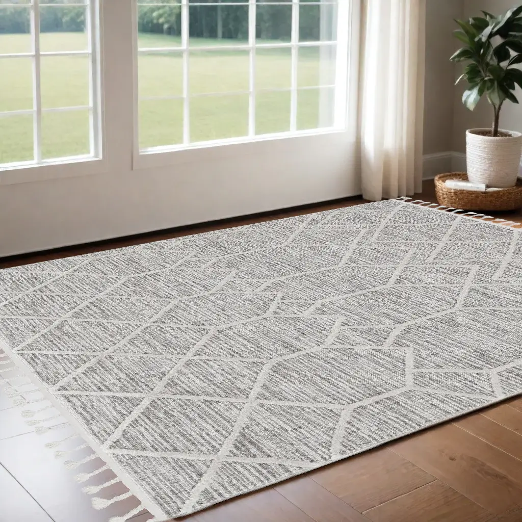 3' X 5' Ivory Geometric Area Rug - Image 2