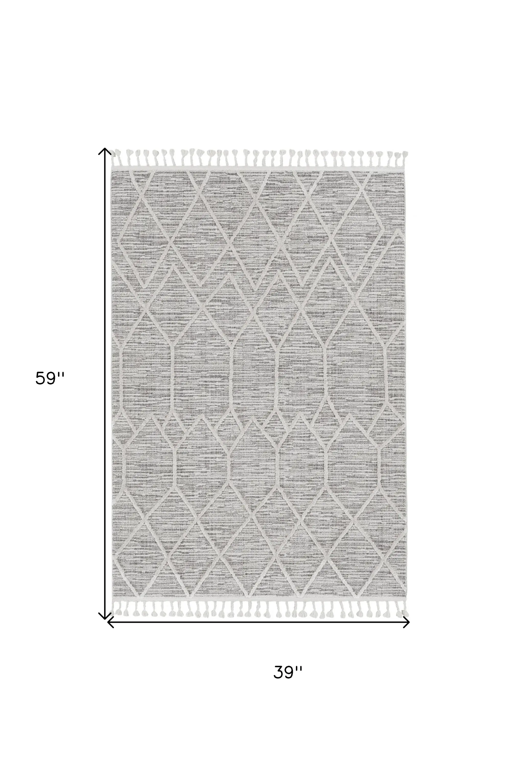 3' X 5' Ivory Geometric Area Rug - Image 6