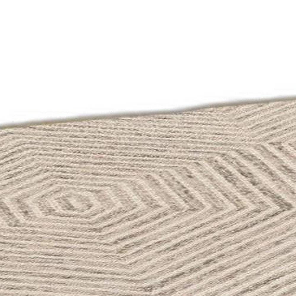 3' X 5' Ivory Geometric Hexagon Wool Area Rug - Image 6
