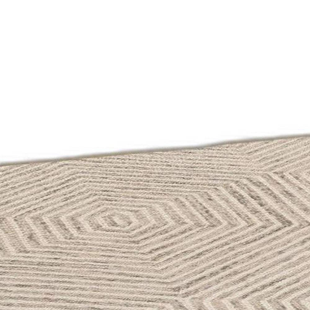 3' X 5' Ivory Geometric Hexagon Wool Area Rug - Image 7