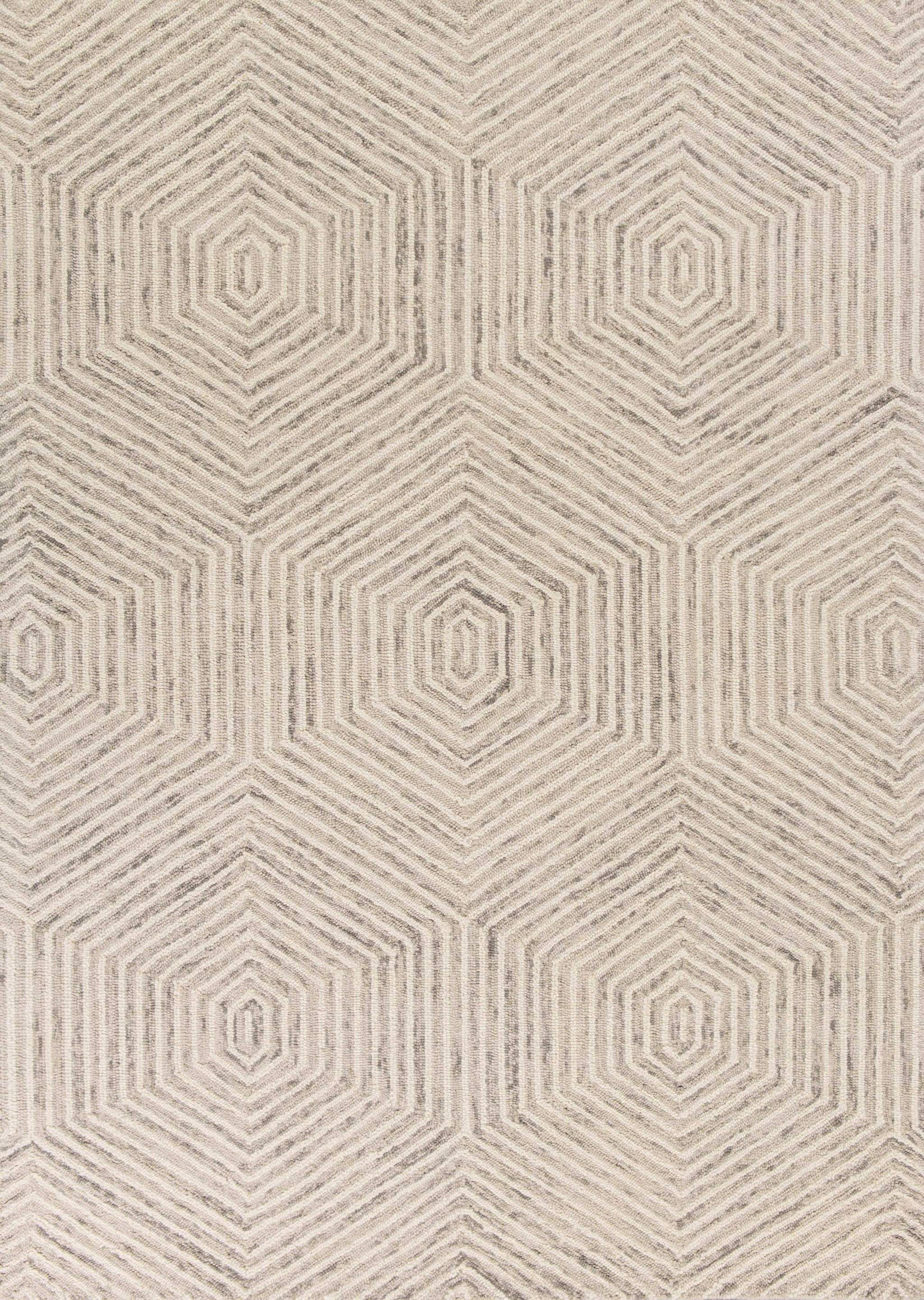 3' X 5' Ivory Geometric Hexagon Wool Area Rug - Image 8