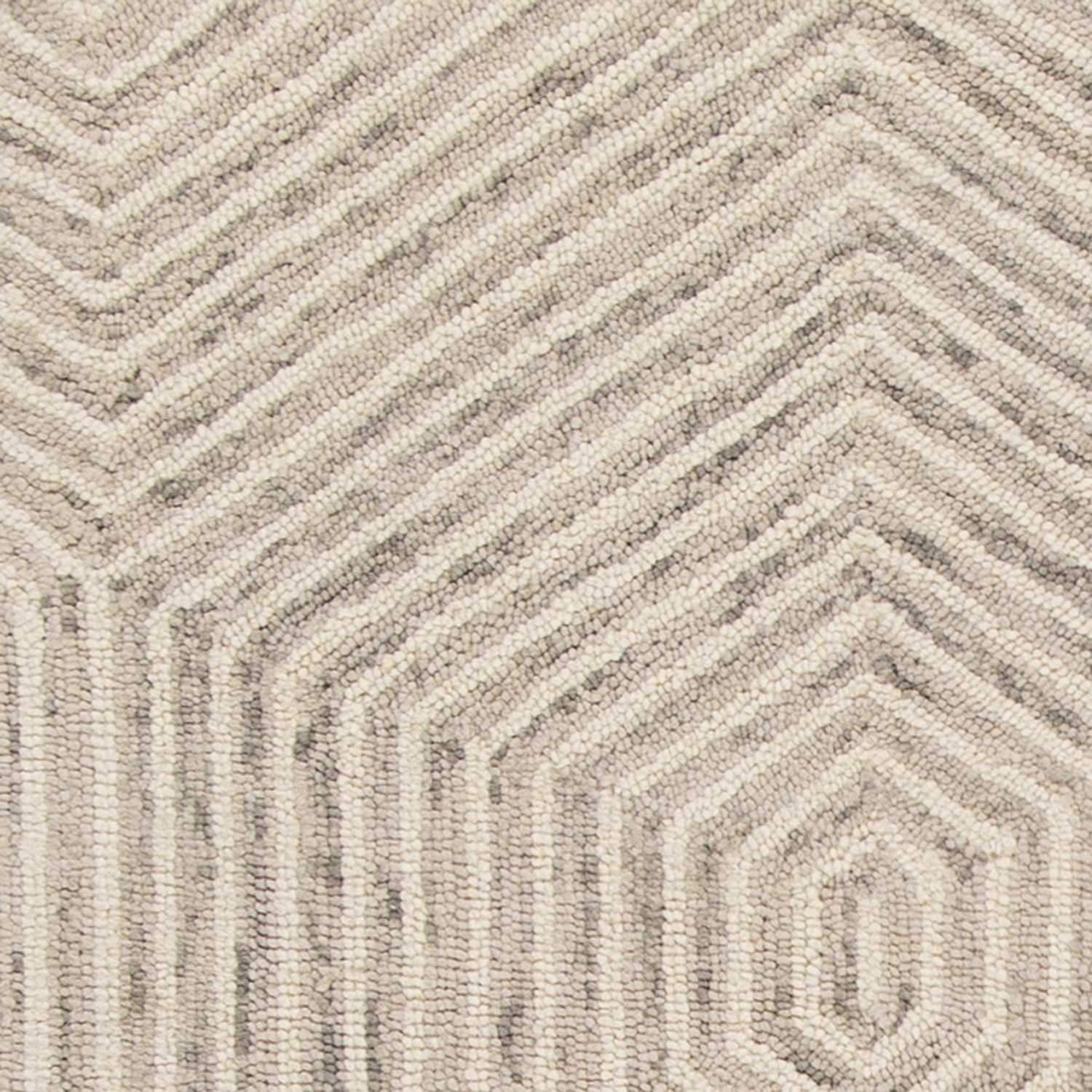 3' X 5' Ivory Geometric Hexagon Wool Area Rug - Image 9