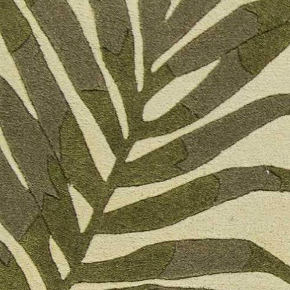 3' X 5' Ivory Hand Tufted Bordered Tropical Leaves Indoor Area Rug - Image 3