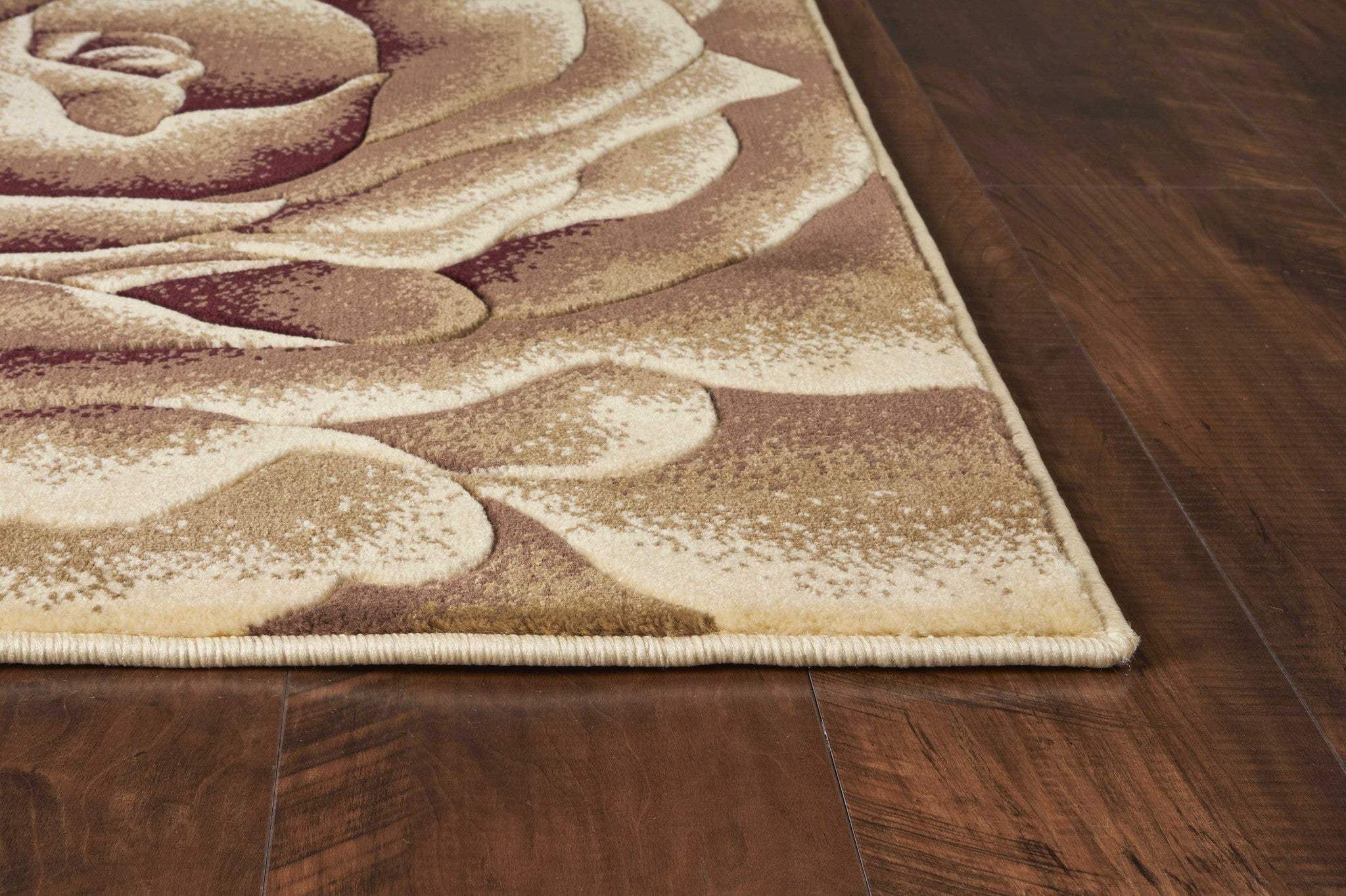 3' X 5' Ivory Machine Woven Hand Carved Oversized Floral Indoor Area Rug - Image 6