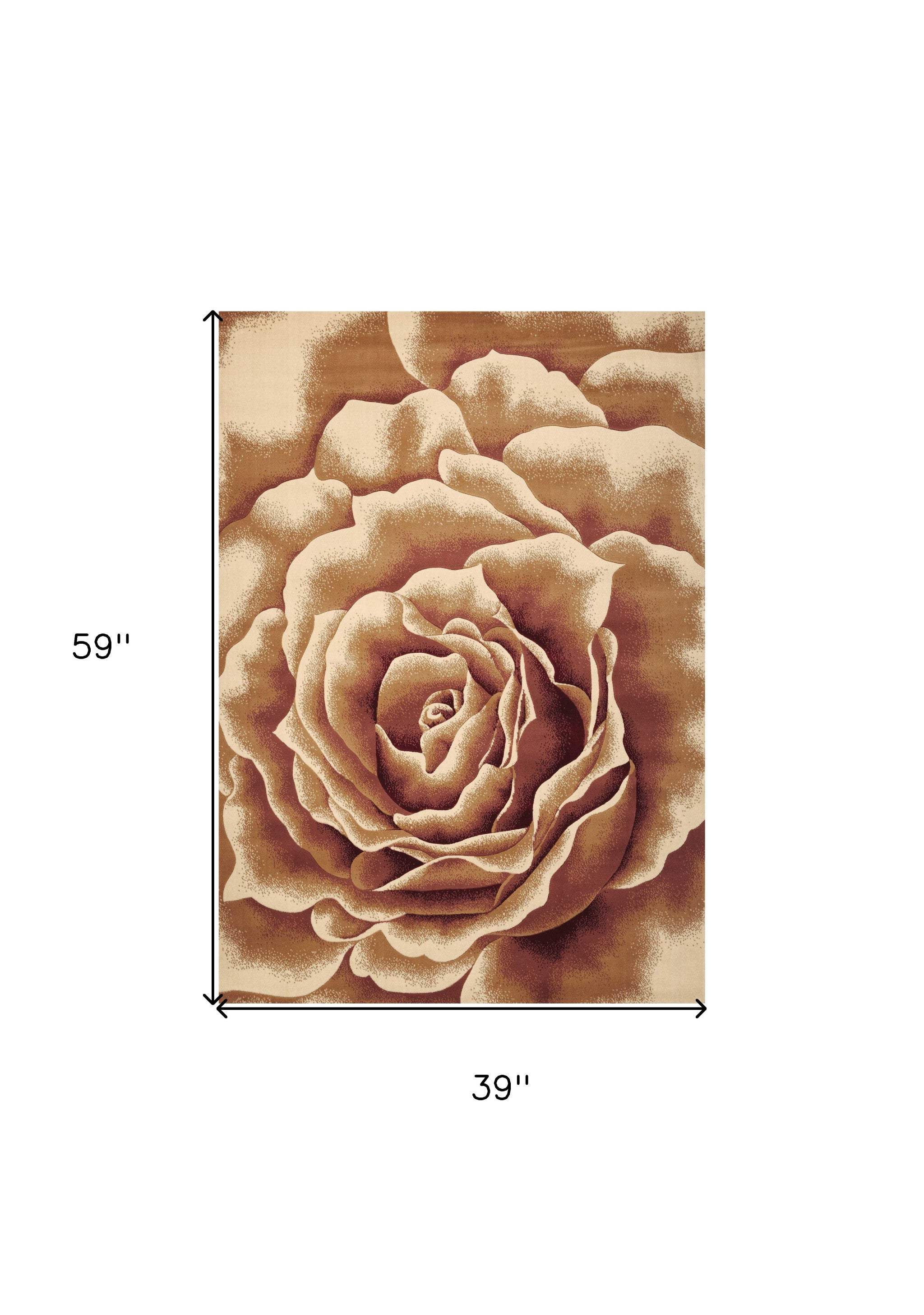 3' X 5' Ivory Machine Woven Hand Carved Oversized Floral Indoor Area Rug - Image 7
