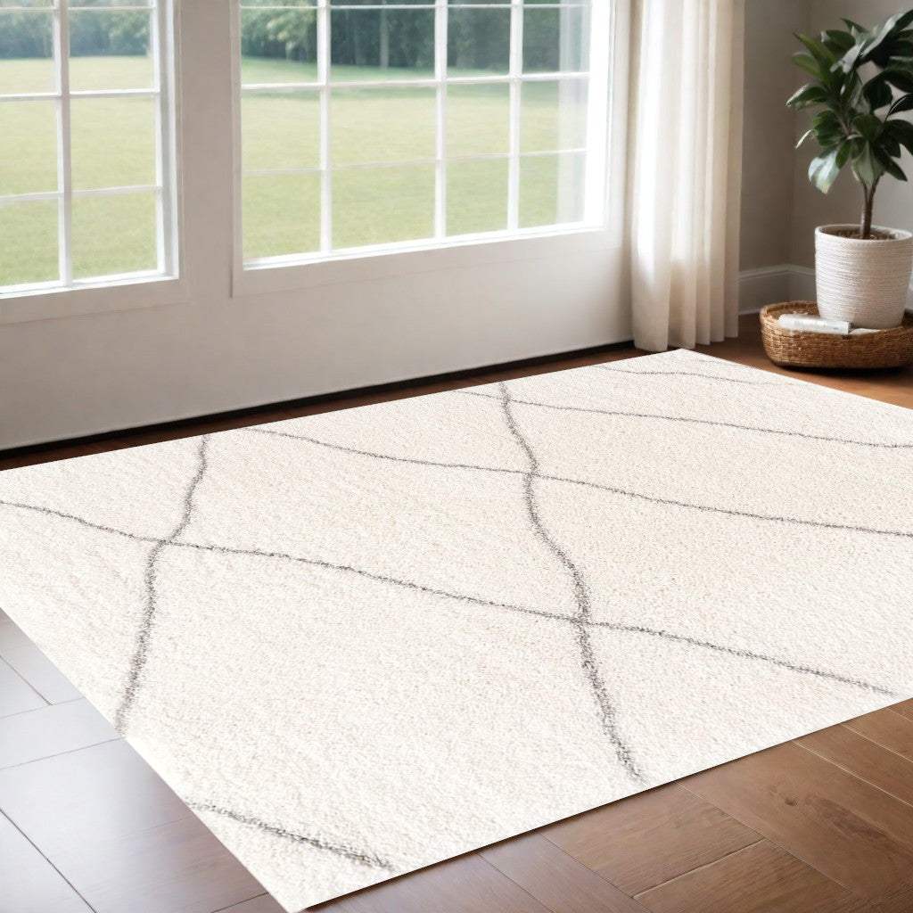 3' X 5' Ivory Modern Uneven Lattice Area Rug - Image 2