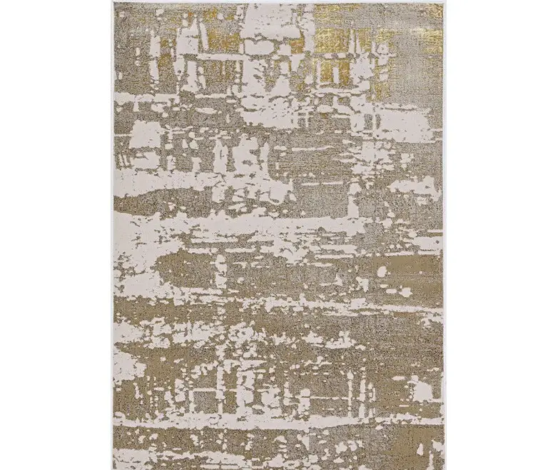 3' X 5' Ivory Or Gold Abstract Area Rug - Image 2
