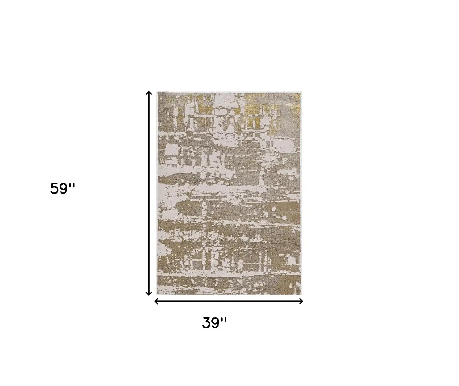 3' X 5' Ivory Or Gold Abstract Area Rug - Image 3