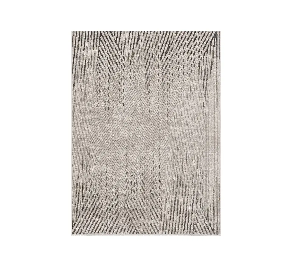 3' X 5' Ivory Or Grey Geometric Lines Area Rug - Image 2