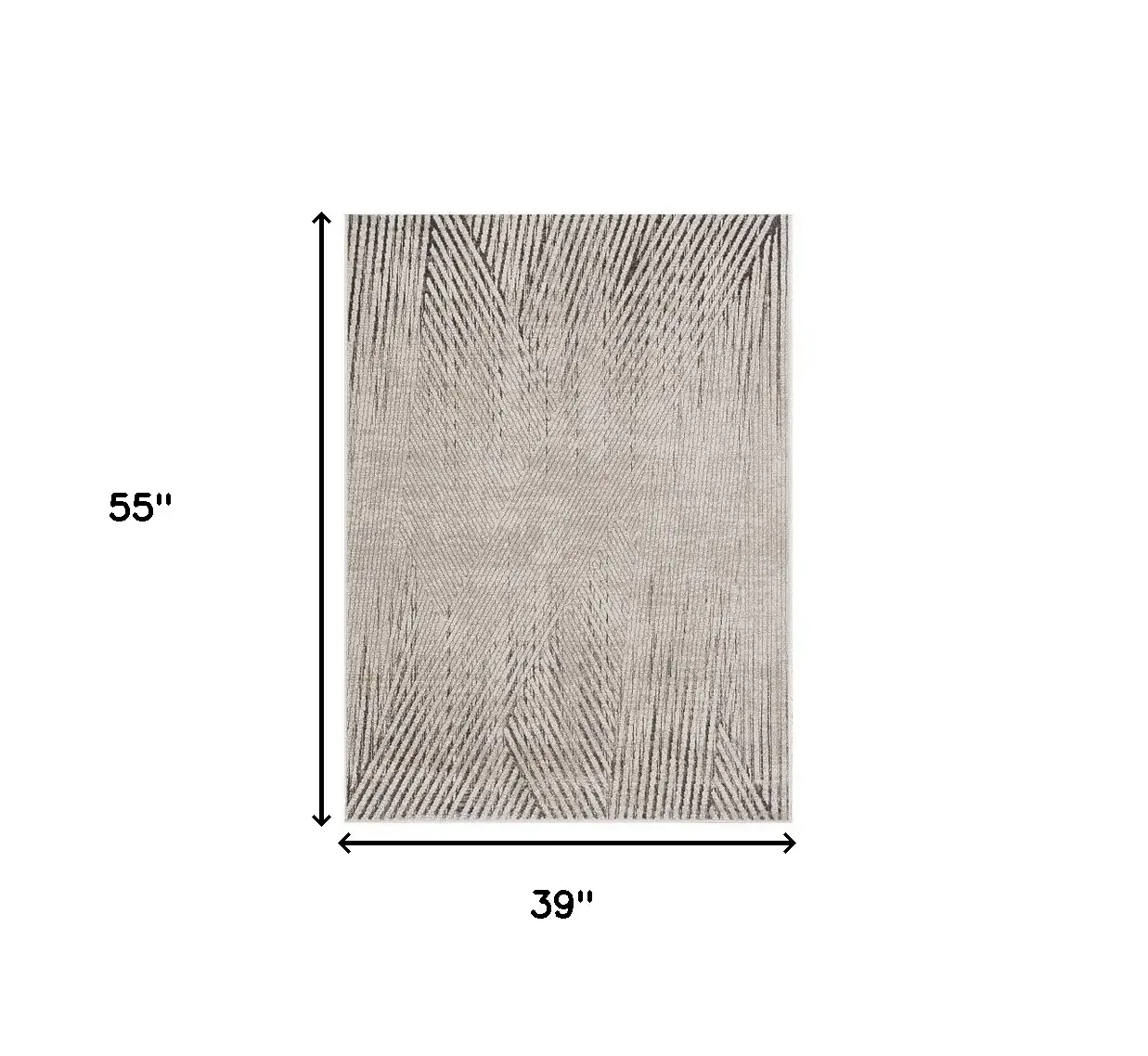 3' X 5' Ivory Or Grey Geometric Lines Area Rug - Image 3