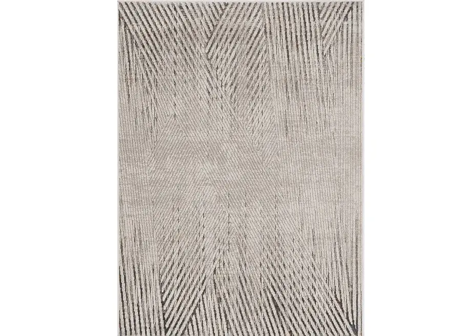 3' X 5' Ivory Or Grey Geometric Lines Area Rug - Image 4