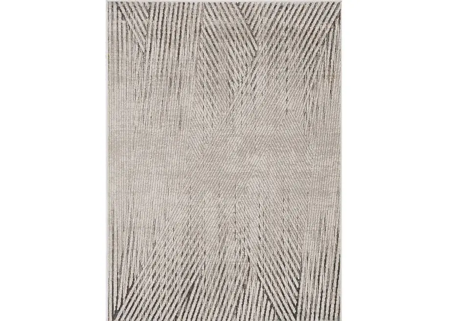 3' X 5' Ivory Or Grey Geometric Lines Area Rug - Image 7