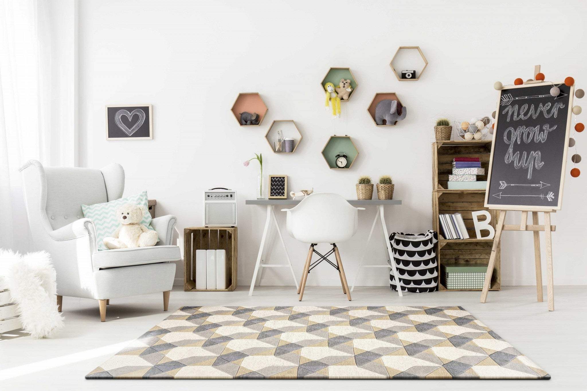 3' X 5' Ivory Or Grey Geometric Wool Area Rug - Image 9