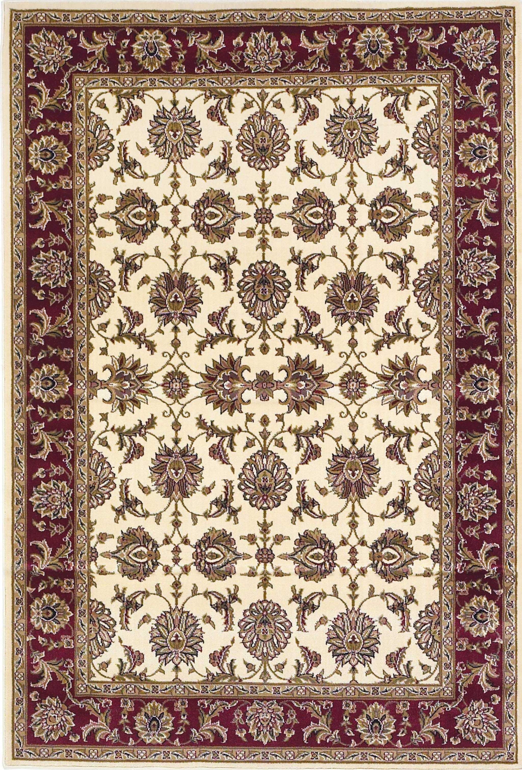 3' X 5' Ivory Red Machine Woven Floral Traditional Indoor Area Rug