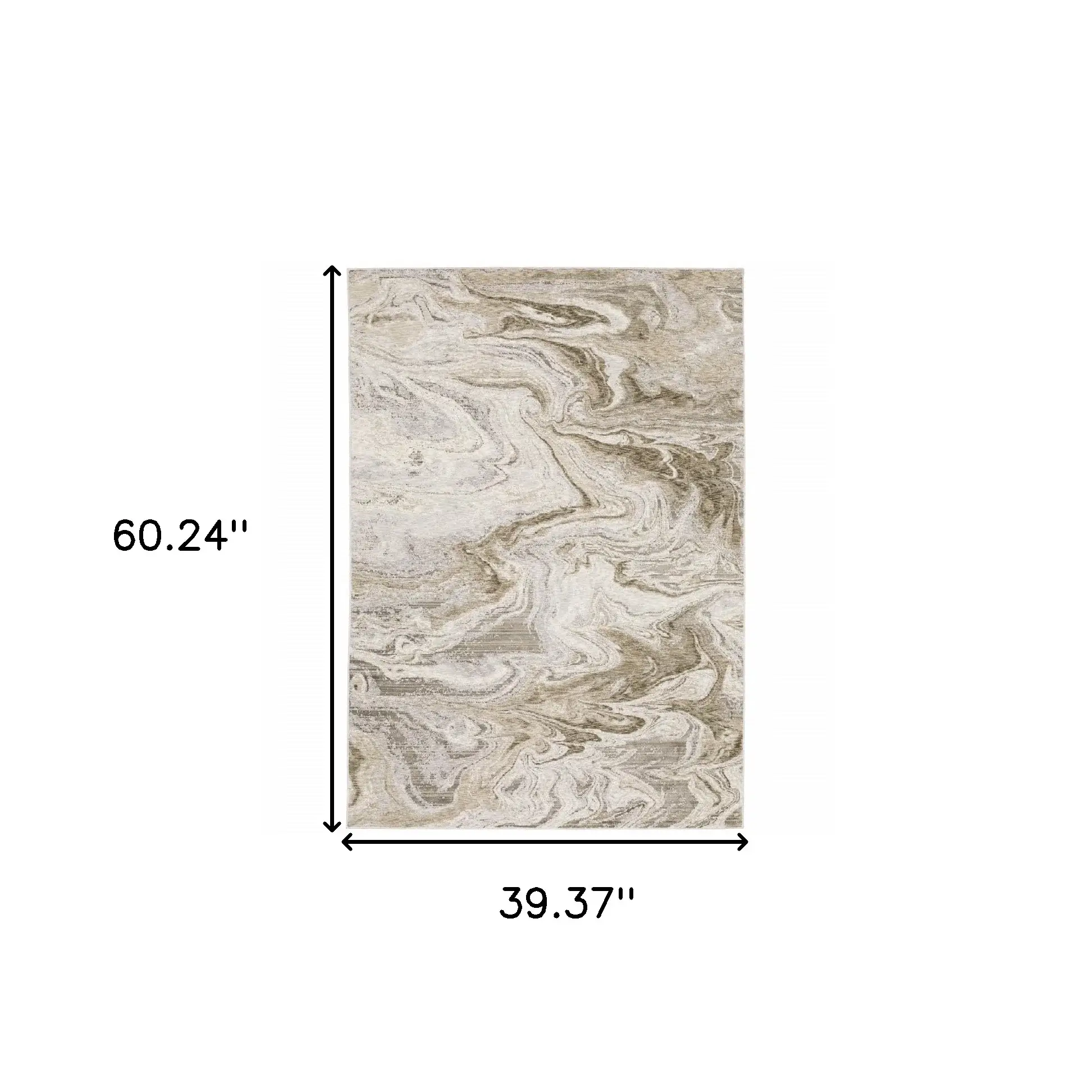 3' X 5' Ivory Tan Beige Grey And Brown Abstract Power Loom Stain Resistant Area Rug - Image 3