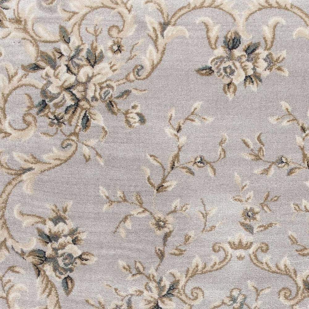3' X 5' Light Gray Floral Area Rug - Image 7