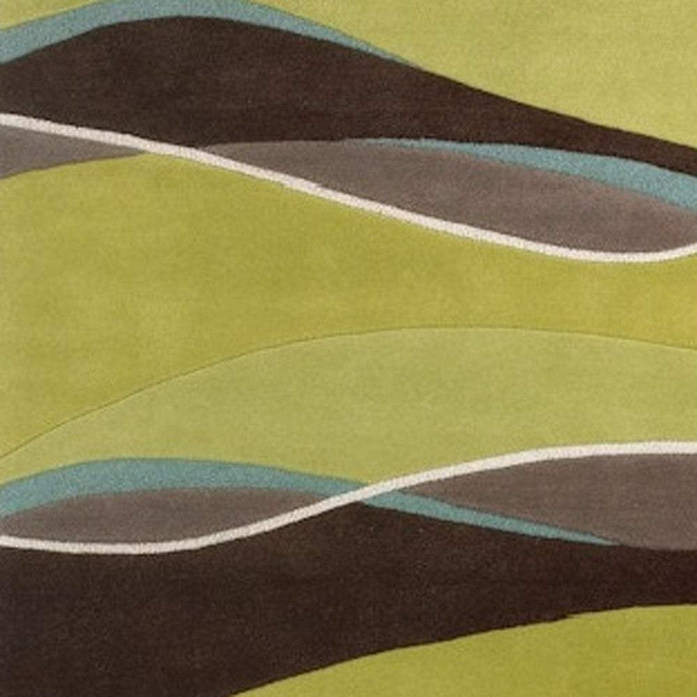 3' X 5' Lime And Mocha Wool Handmade Area Rug - Image 2