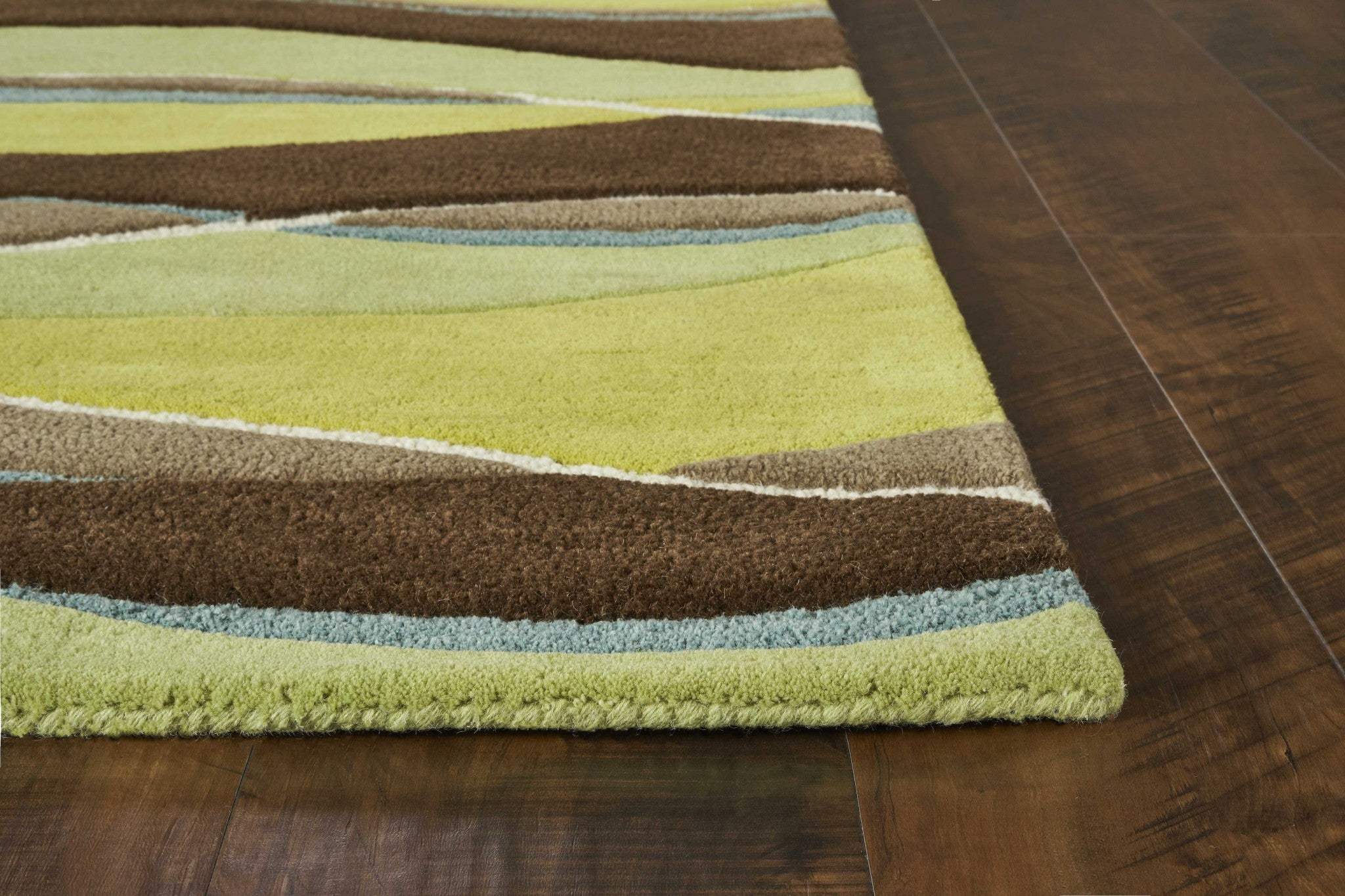 3' X 5' Lime And Mocha Wool Handmade Area Rug - Image 3