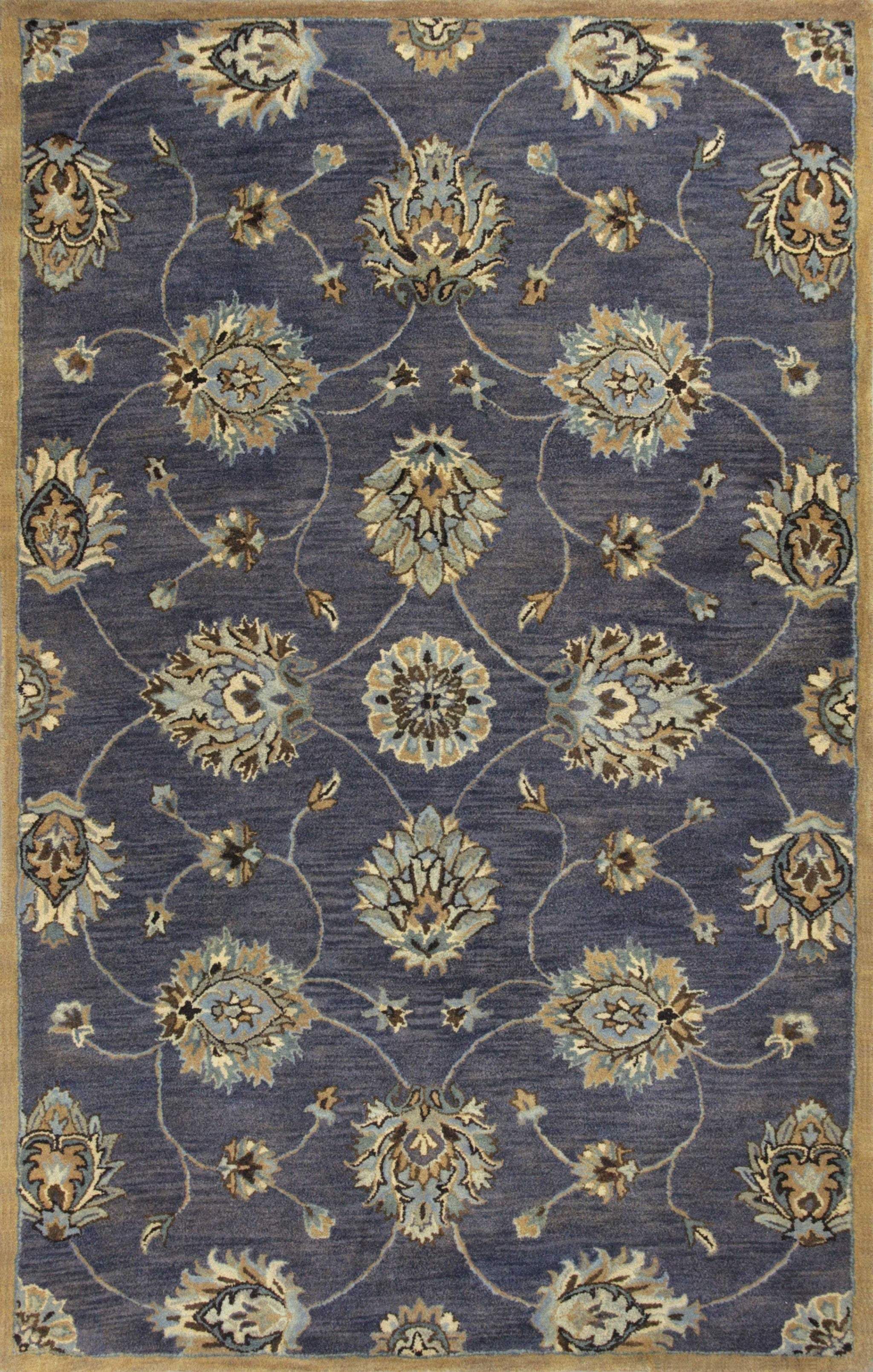 3' X 5' Midnight Floral Vines Wool Area Rug - Image 2