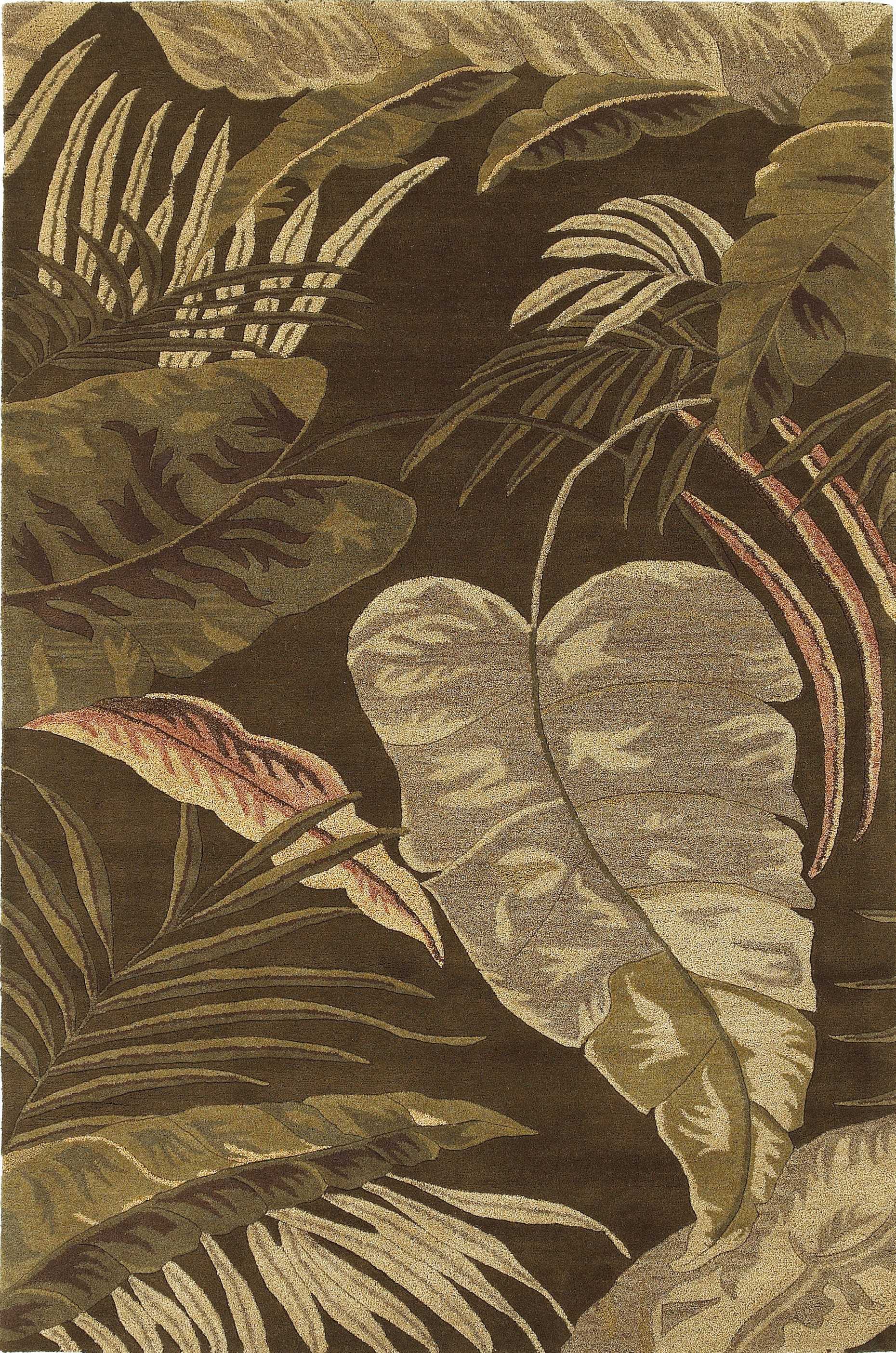 3' X 5' Mocha Leaves Wool Area Rug - Image 2